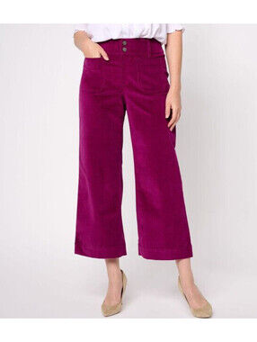 Studio Park x Amy Stran Wide Leg Corduroy Pants Plum NWT Plus Size 32